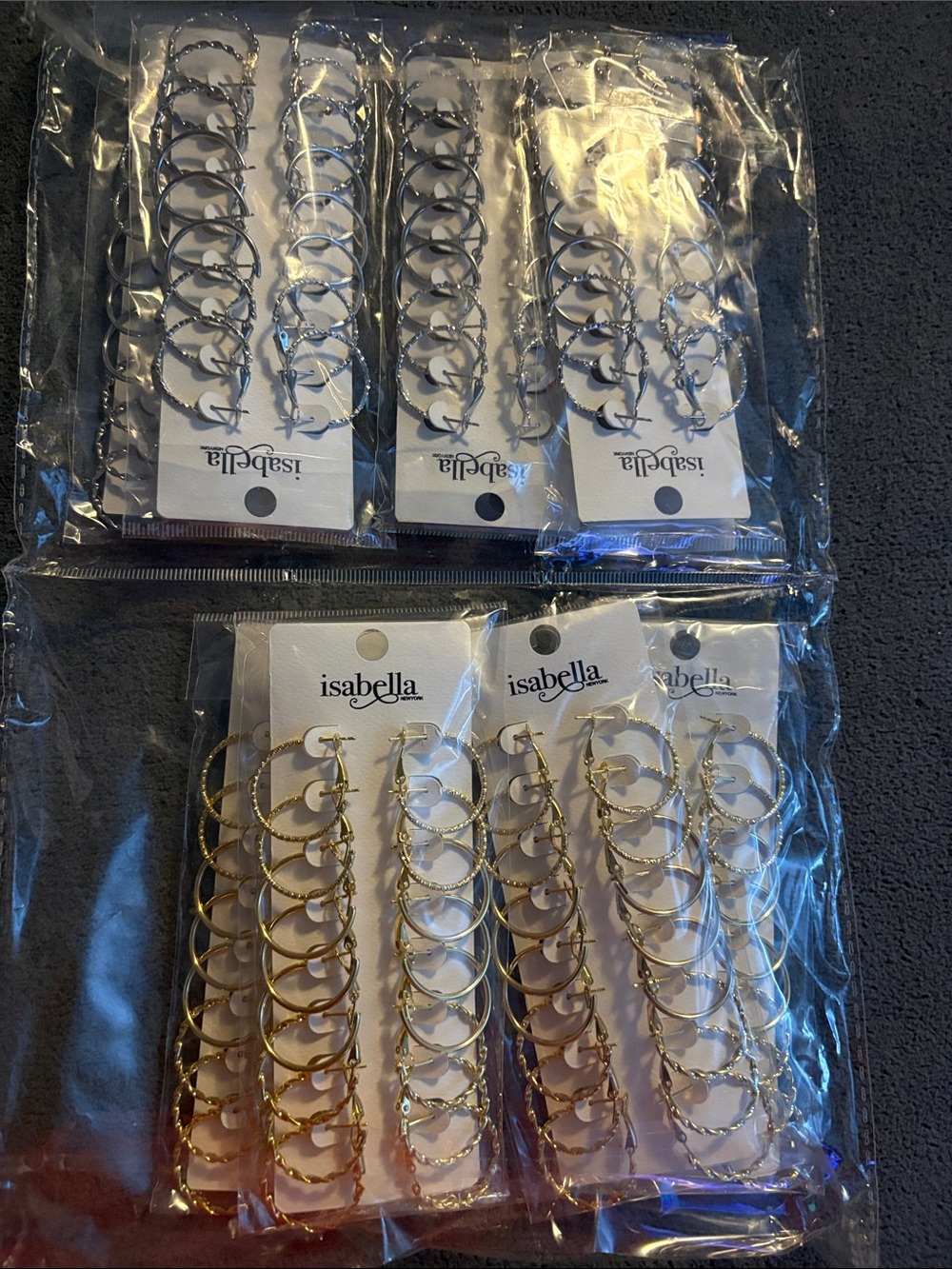 FASHION Isabella 8 pairs Gold and Silver Hoop Earring Set - 4 sets of each